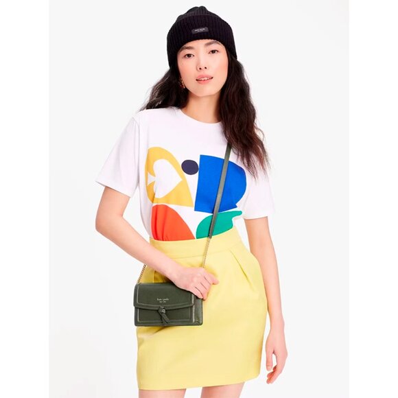 S Kate Spade Knott Flap Crossbody Bag Dark Green Leather Purse K6830 NWT $248 - Picture 2 of 11